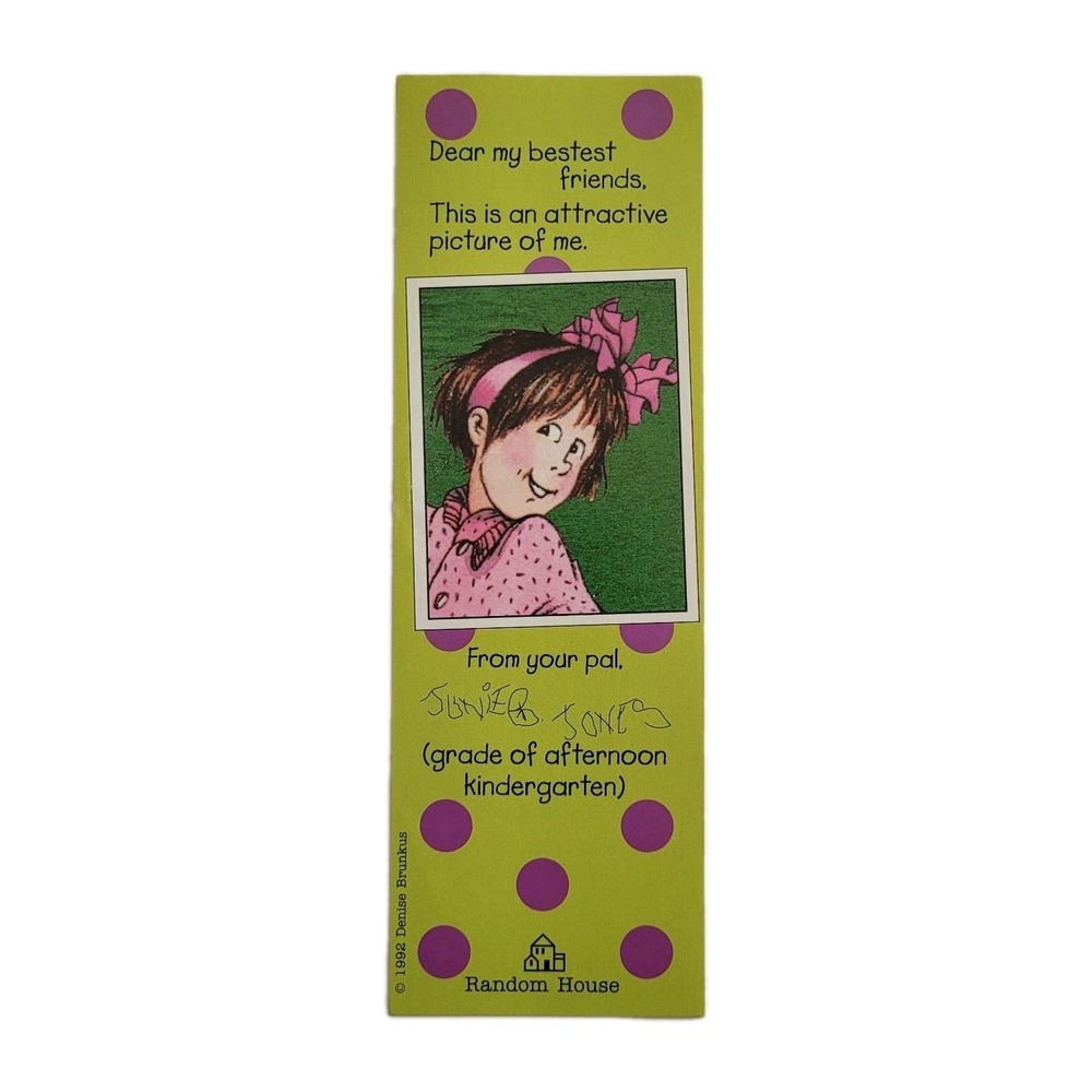 Vintage 90s Junie B. Jones Bookmark 1992 Denise Brunkus Reading List 676-76038-4 - Picture 1 of 14